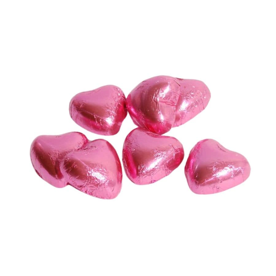 Billede af Chokoladehjerte i pink folie | Mælkechokolade | 1 stk
